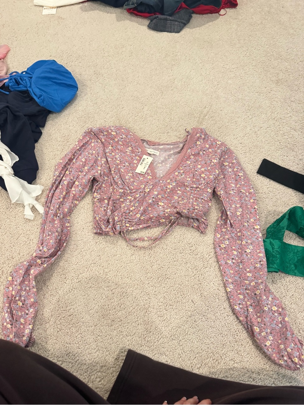 Aeropostale Lavender Floral Wrap Crop Top